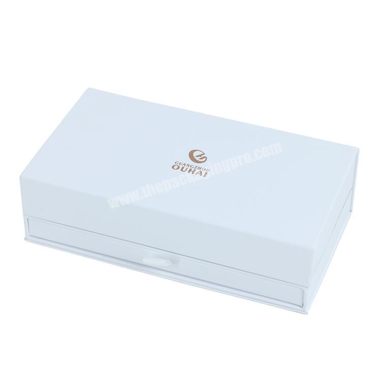 2019 Elegant Custom Matt White Paper Packaging Double Layer Magnetic Gift Boxes with Drawer