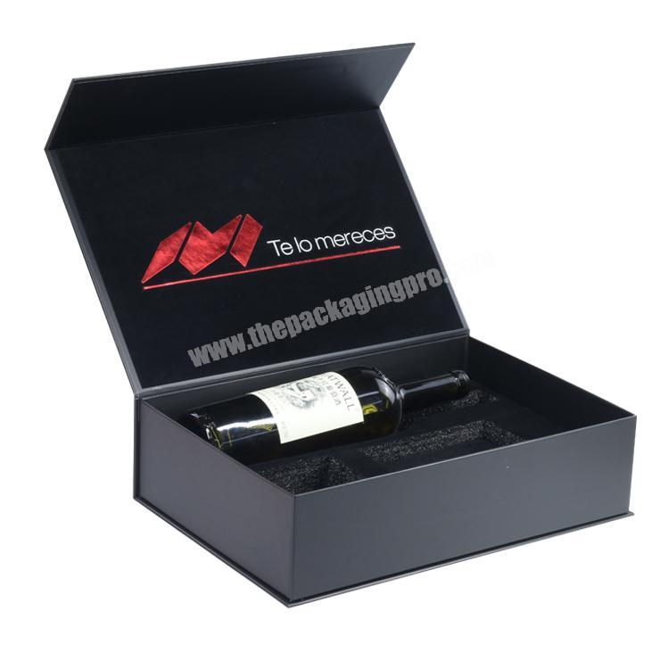 2019 Elegant Wine Box Custom Matt Black Magnetic Gift Box
