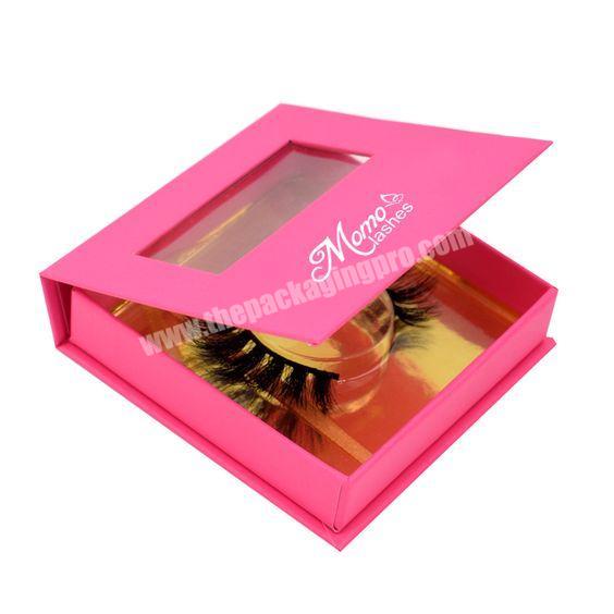 2019 Fancy Rigid Storage Rigid Eyelash  Box Magnetic Closure With Window Custom Logo Eyelash Clear Magnet Packaging Box