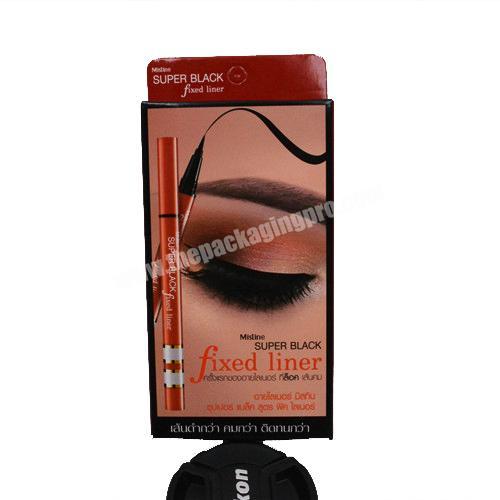2019 hot design Custom logo size card paper gift box with window for ball hat eyebrow pencil eyeliner lipstick set cosmetic