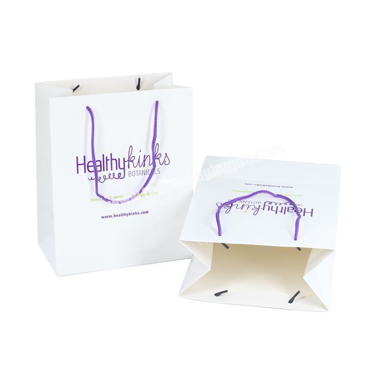 2019 Luxury Black Logo Shopping Bag Custom Printed Packaging White Paper Bag With Handle