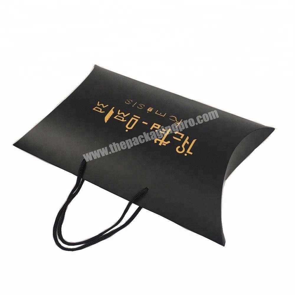 2019 luxury black pillow box with custom gold logo gift box