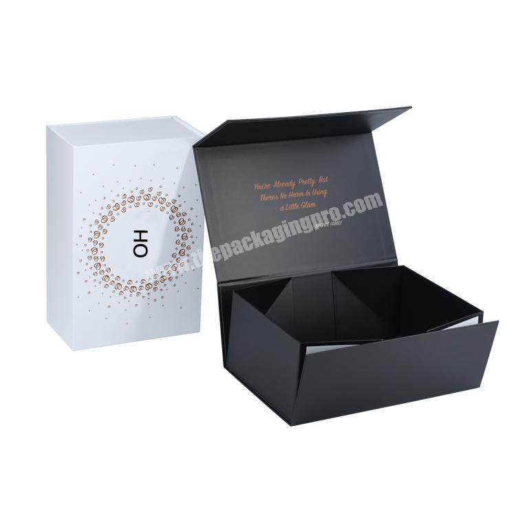 2019 Luxury custom paper black folding magnetic make up packaging box for wholesale