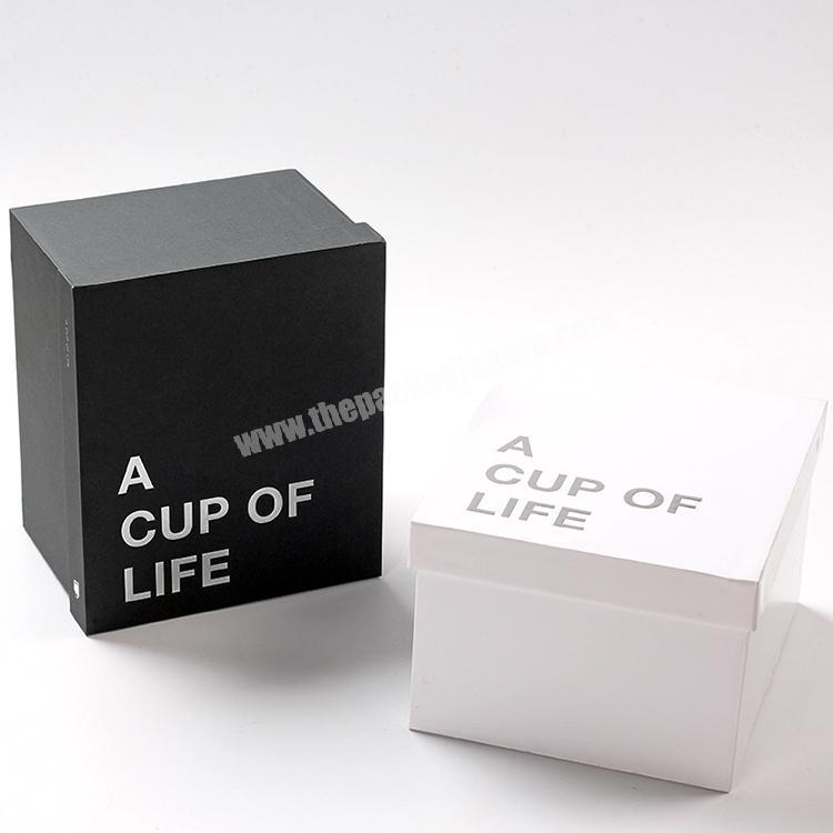 2019 New custom CMYK two pieces packing boxes , white black cup packaging box for gift