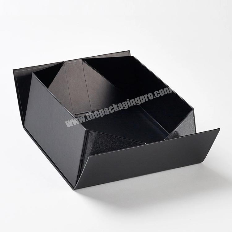 2019 New design custom logo packaging black paper foldable lift off lid gift boxes for wholesale