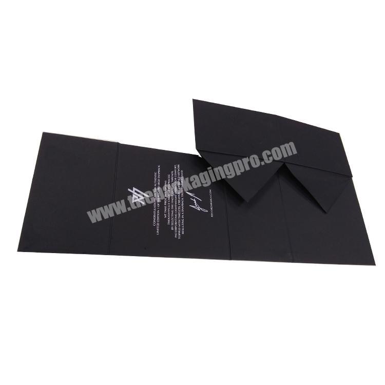 2019 new products silver logo stamping luxury black square folding magnetic cap packaging box