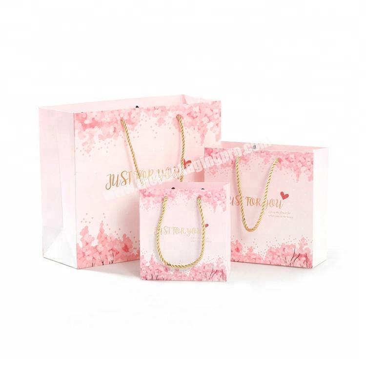 2019 OEM Lovely rose pink custom Valentine's bags , wholesale jewelry packaging wedding gift paper bag
