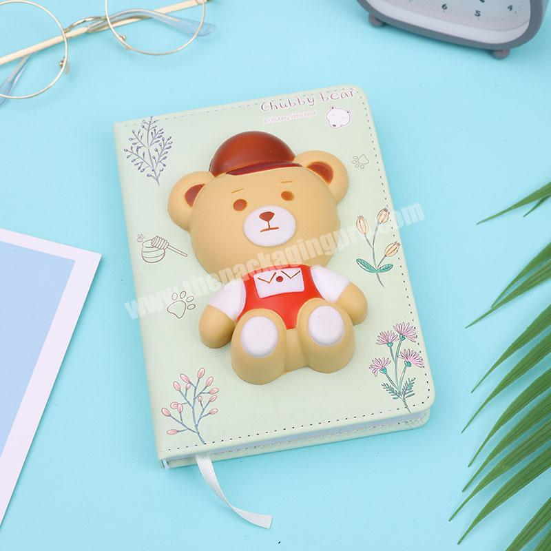 2020 cute girl  leather cartoon animal notebook planners and notebooks set for kids gift