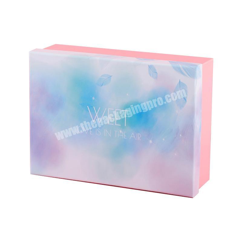 2020 factory custom small fresh style rigid cardboard lift cover pink gift box carton luxury packaging box