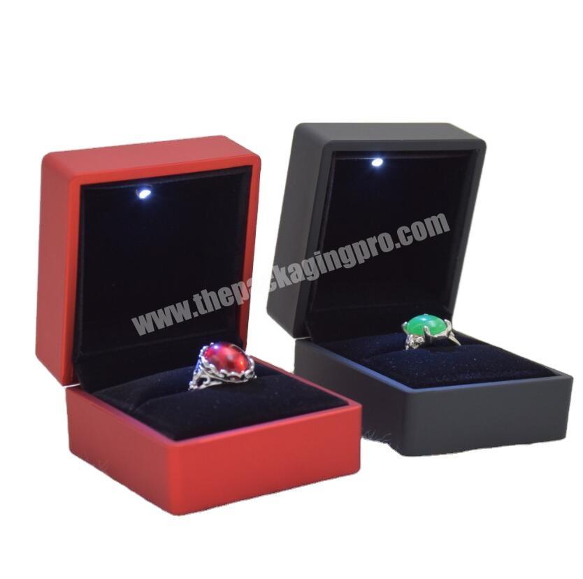2020 hot sale LED display  jewelry ring box with black red purple blue color available size 6 x 6.5 x 5cm