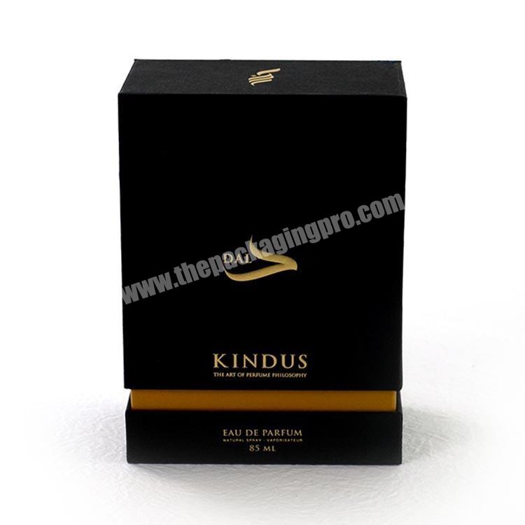 2020 hot sale lid and base design customize luxury black UV spot perfume paper box packaging
