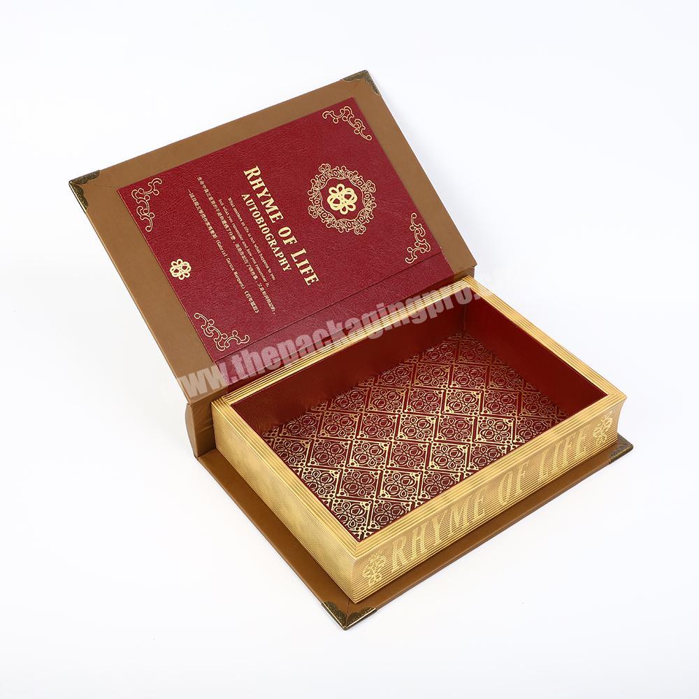 2020 hot sale luxury rigid book shape mdf gift box with round spine