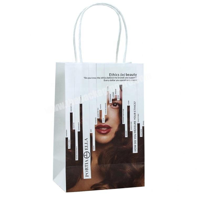 2020 Hot Sale Wholesale White Kraft Paper Bag with Custom Logo Print for Cosmetic