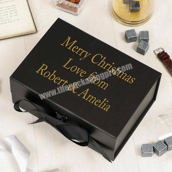 2020 Hot sales Custom luxury large black cardboard paper garment clothing gift packaging box with ribbon