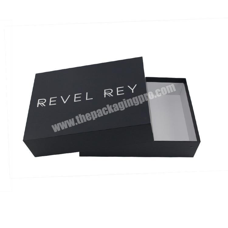 2020 Hot Selling White Logo Foil Black Lid and Base Cardboard Clothing Packaging Custom