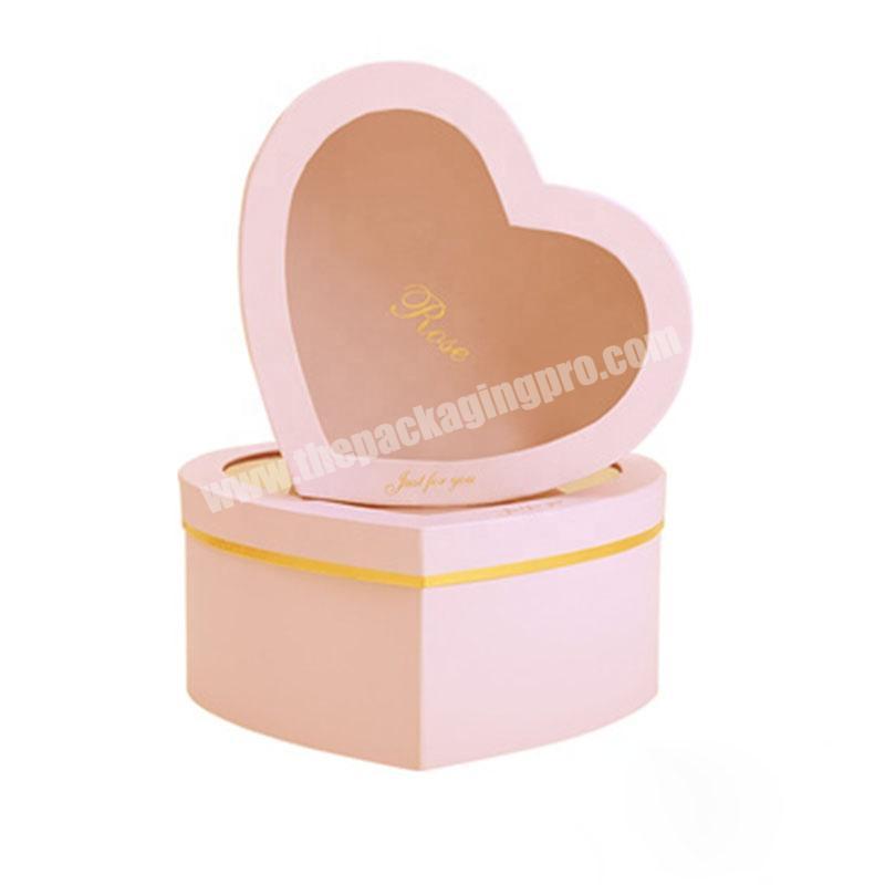 2020 Luxury Two Piece Handmade Ladies Gift Packaging Preserved Flower Roses Heart Shape Paper Box
