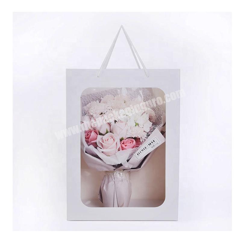 2020 New Arrival High Quality Gift Shopping Bag Paper Bag For Flower Boutique With Clear Window