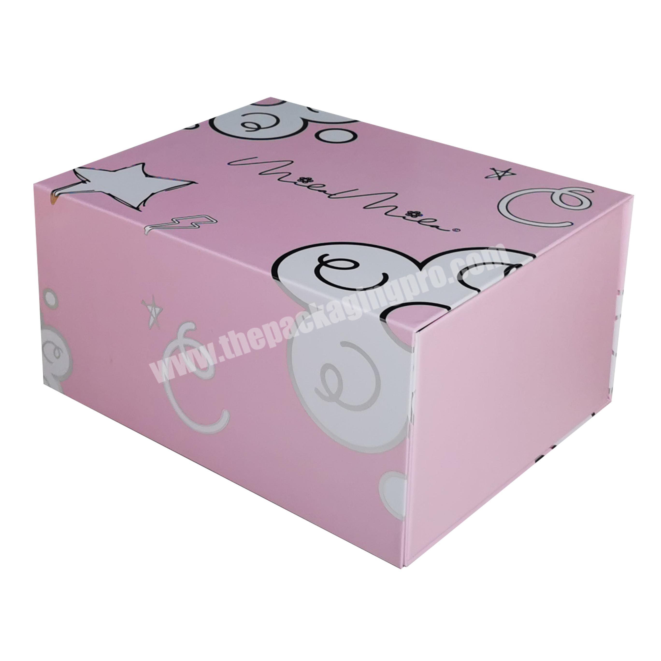 2020 New custom logo magnetic cllapsible pink gift packaging box