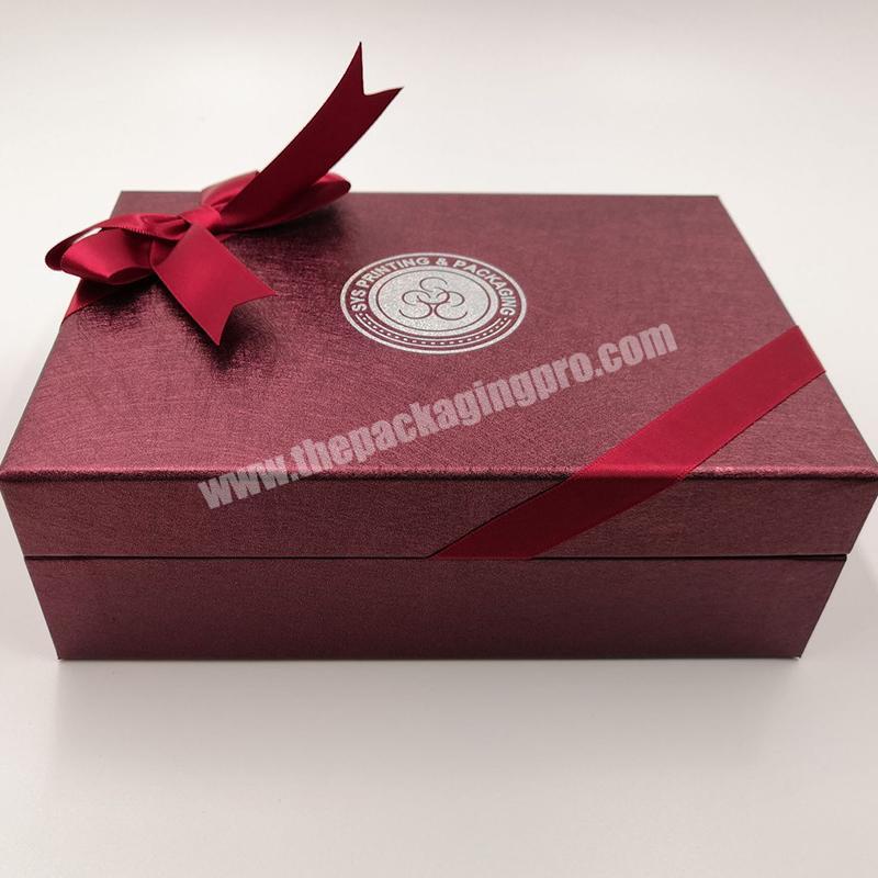 2020 New Design Wholesale Factory Made Cosmetics Magnetic Packaging Paper Cardboard Luxury Gift Box With Ribbon
