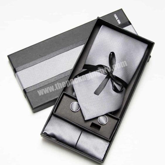 2020 Personalized Printed Logo Rigid Lid and Base Luxury Neck Bow Tie Set Gift Packaging Box For Business Man Manufacturer