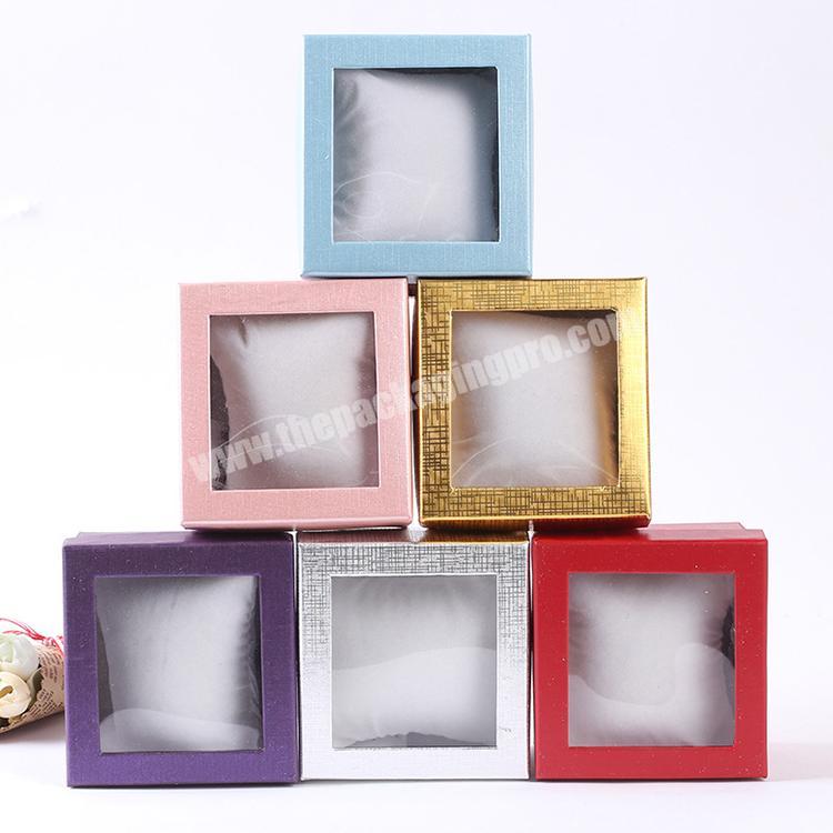 PVC Window Black Paper Cardboard Necklace Earing Presentation  Jewelry Box With Padding