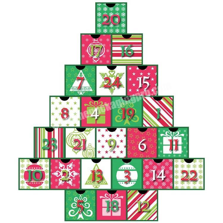 High Quality Christmas Tree Treasure Box Advent Calendar cardboard box