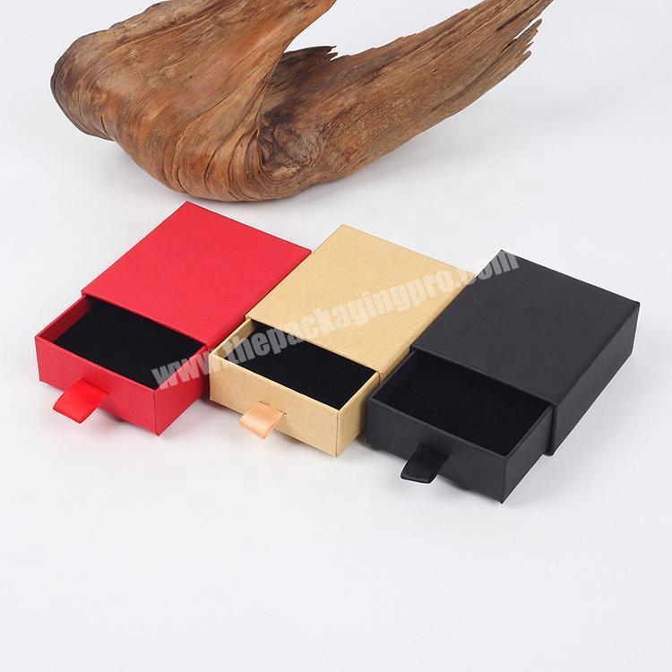 New arrival sliding gift rigid cardboard jewellery watch velvet paper custom drawer box with eco friendly material