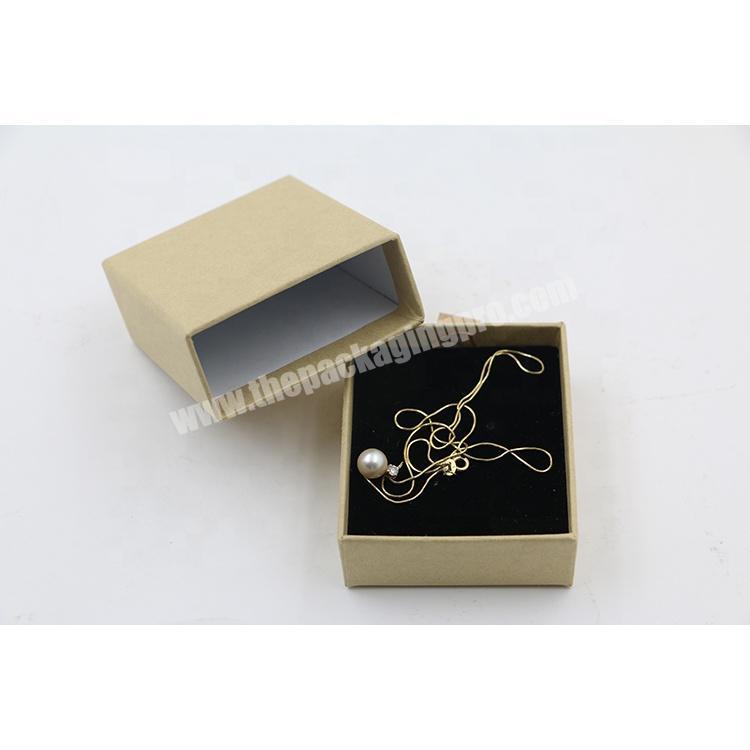 Sliding Kraft Necklace Ring Paper Jewelry Boxes With Velvet Insert