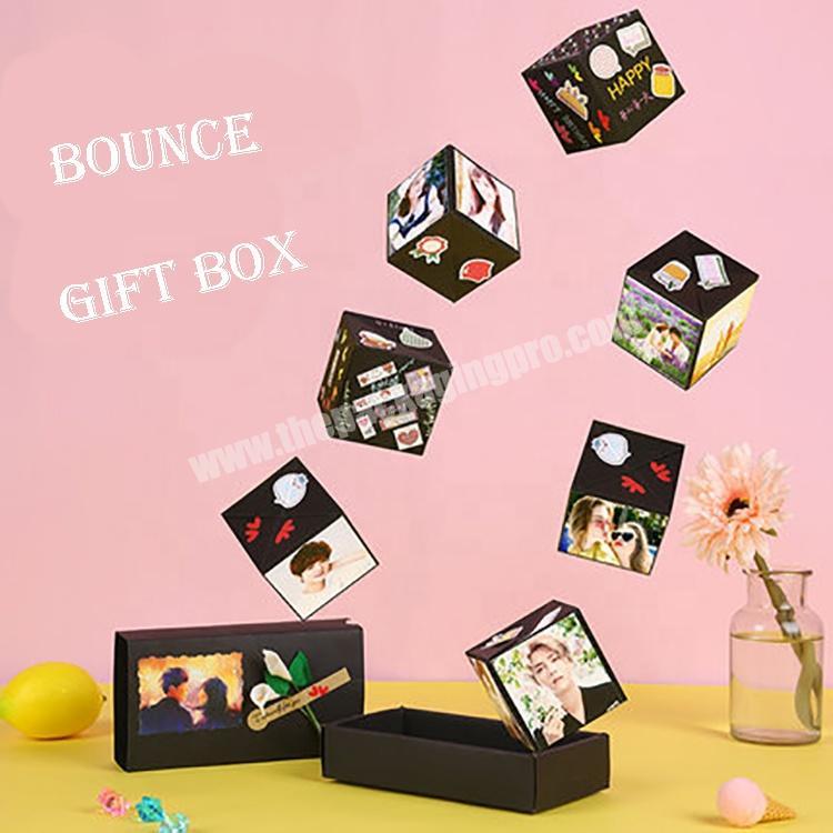 DIY Birthday Christmas Anniversary Wedding Valentine Gifts Photo Album Scrapbooking Love Memory Surprise Black Bounce Gift Box