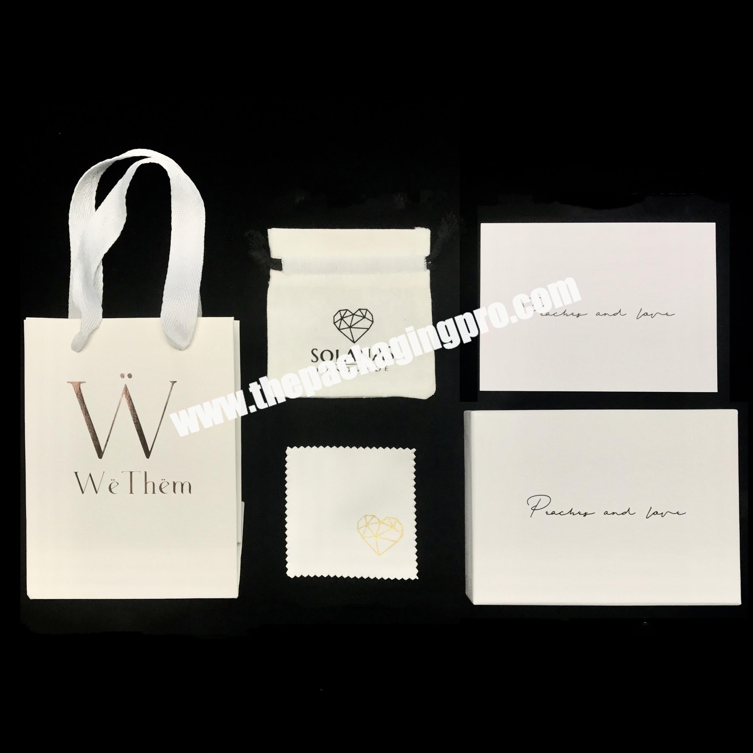 Luxury Soft Velvet Polishing Cloth Jewelry Set Packaging Earrings Display Storage Box Gift Paper Bag Sets