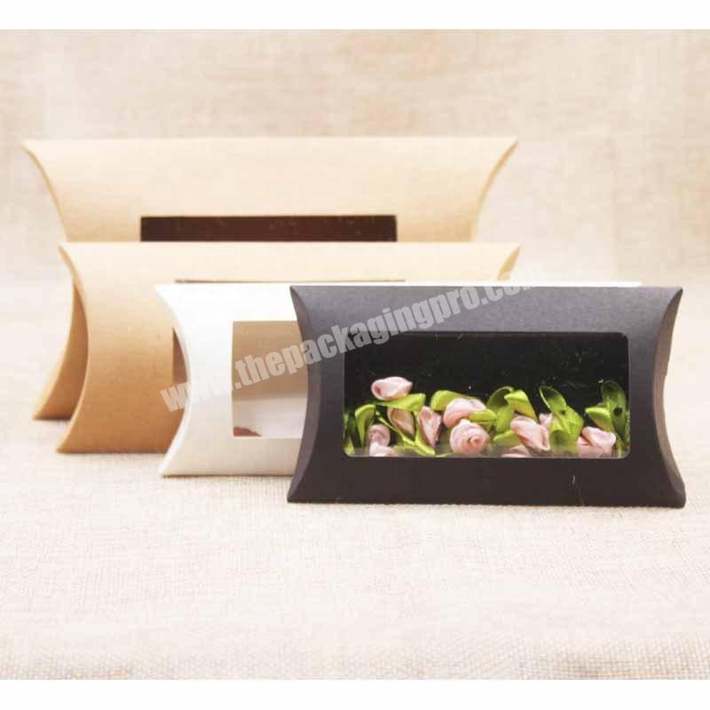 Kraft Gift cake Packaging Candy Box Paper Pillow Shape Wrapping Bag With Window