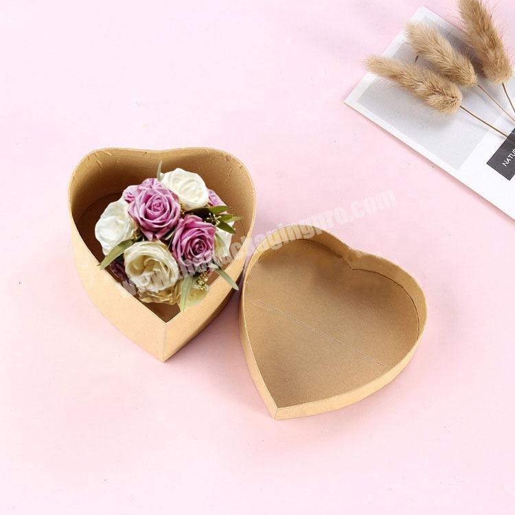 Empty Kraft Paper Flower Gift Box Heart Shape