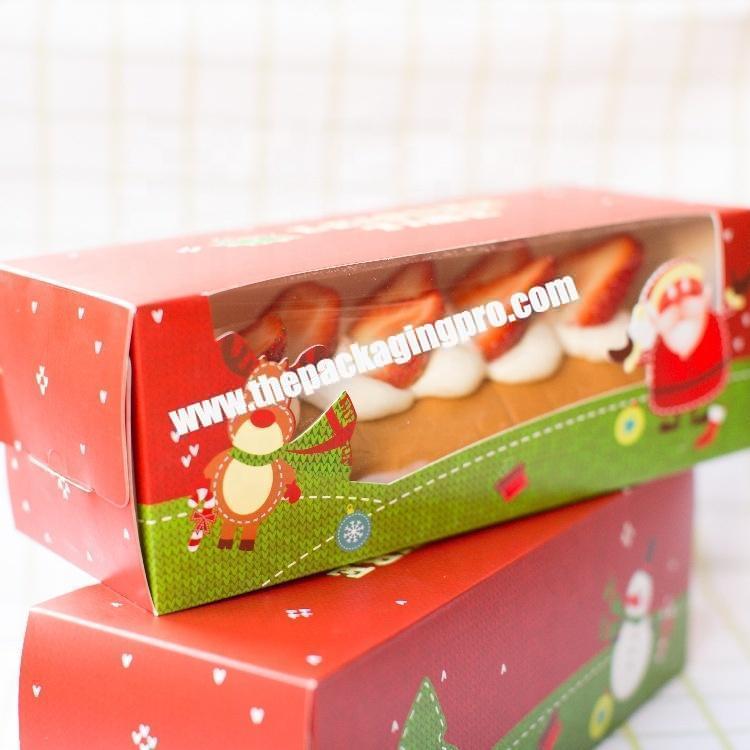 Christmas Cardboard Food Cake Packaging Boxes With Window Clear