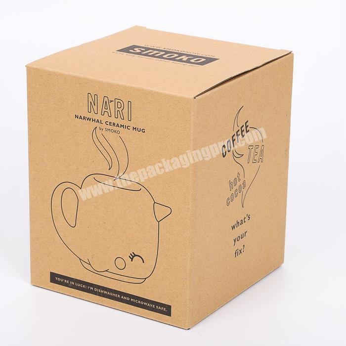 manufacturers retail custom logo printed teawaterbearcoffee mug cup foldable kraft paper carton small cardboard packaging box