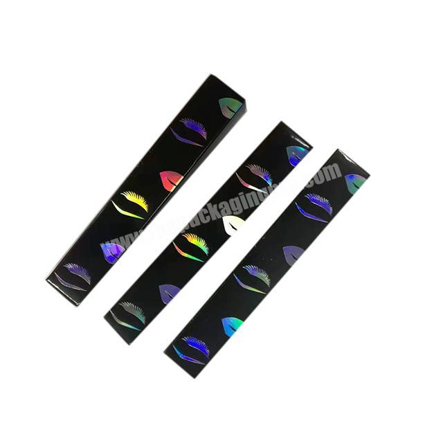 Customized black paper boxes with holographic foil logo for lipstick,makeup,mascara packaging box