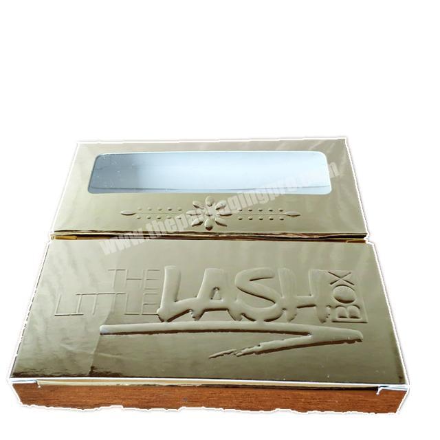 Gold paper elegant packaging lash box custom false eyelash box with window