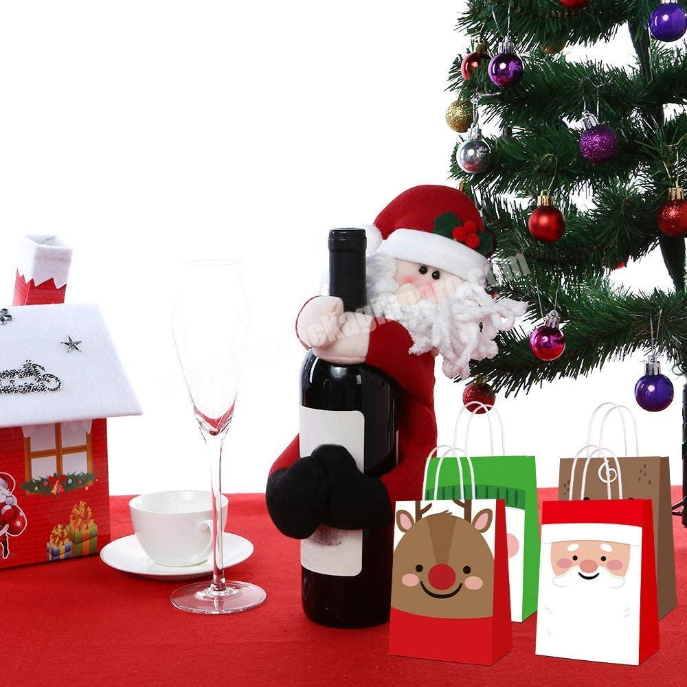 Cute Snowman Kraft Paper Wine Bags Christmas Decoration Candy