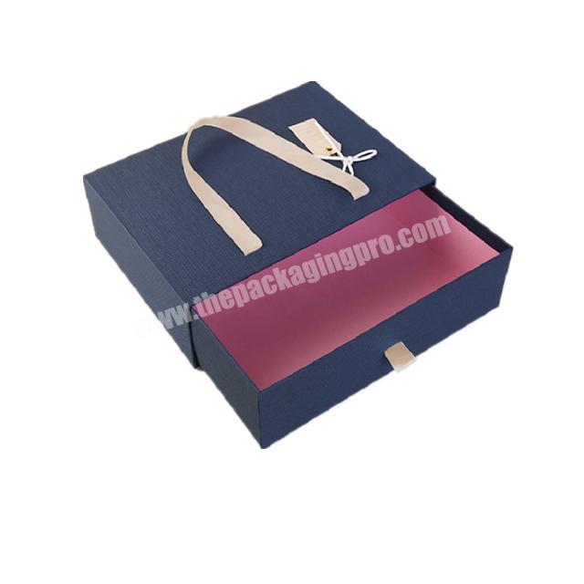 Manufacture Cheap Most popular blue matteglossy square gift drawer box and bag