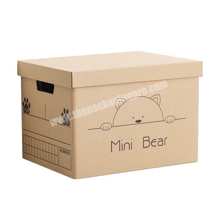 Custom logo heavy duty double wall corrugated cardboard reusable storage large carton house moving box with handle