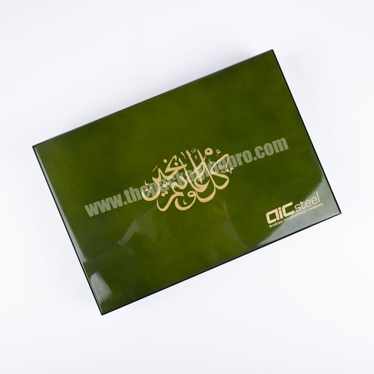 Custom Logo Piano Lacquer Green Color Wooden Chocolate Dates Box For Gift