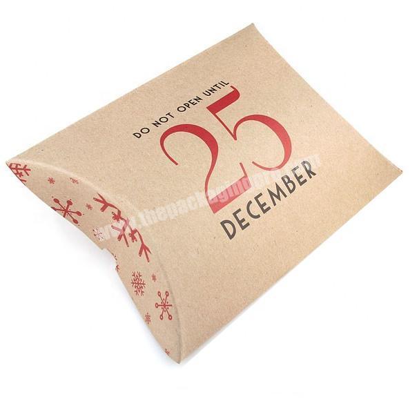 Custom Made Recycled Brown Kraft Paper Pillow Box with Logo Printed for Gift Packaging