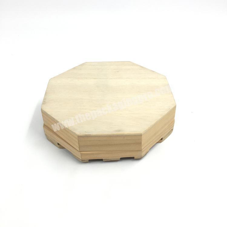 New Design Hexagon Unfinished Oak Wooden Chocolate Storage Box For Gift