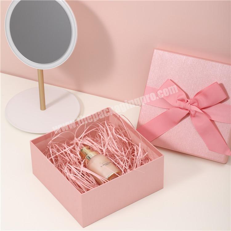 China manufacturer wholesale pink luxury custom paper gift box with ribbon closure