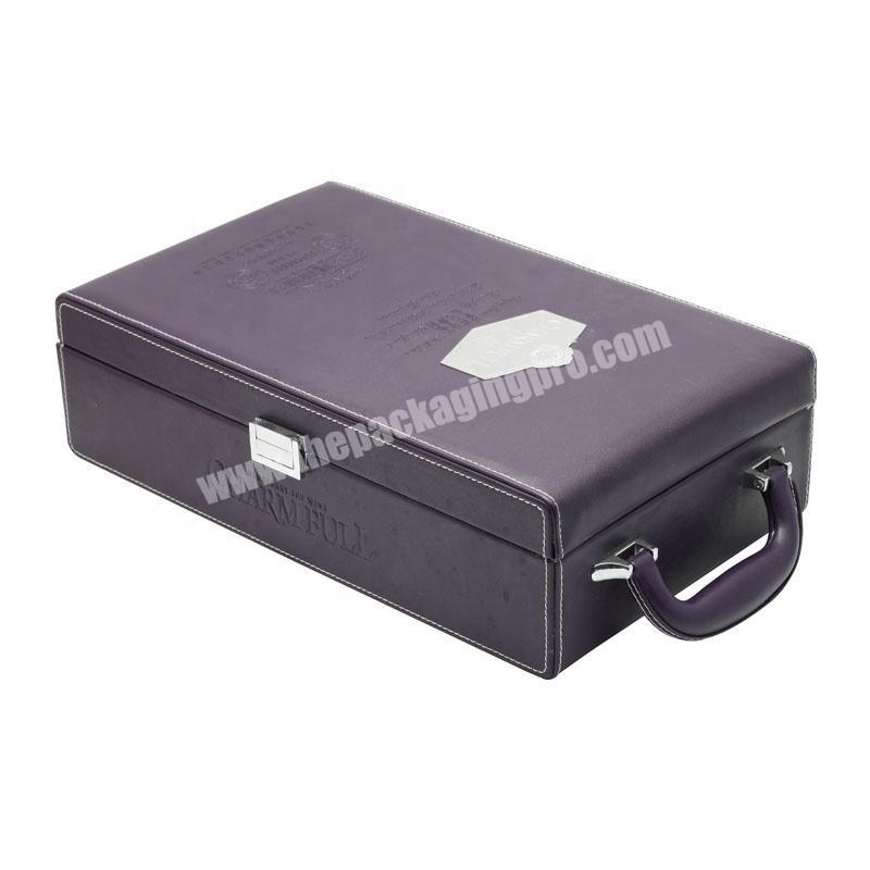 Luxury White PU Leather Wine Bottle Packaging Box With Handle