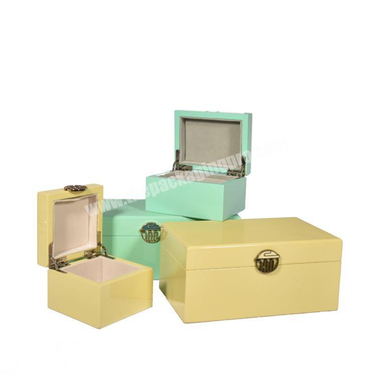 Luxury Custom Logo Large And Small Yellow Green Wooden Set Jewelry Storage Box For Gift