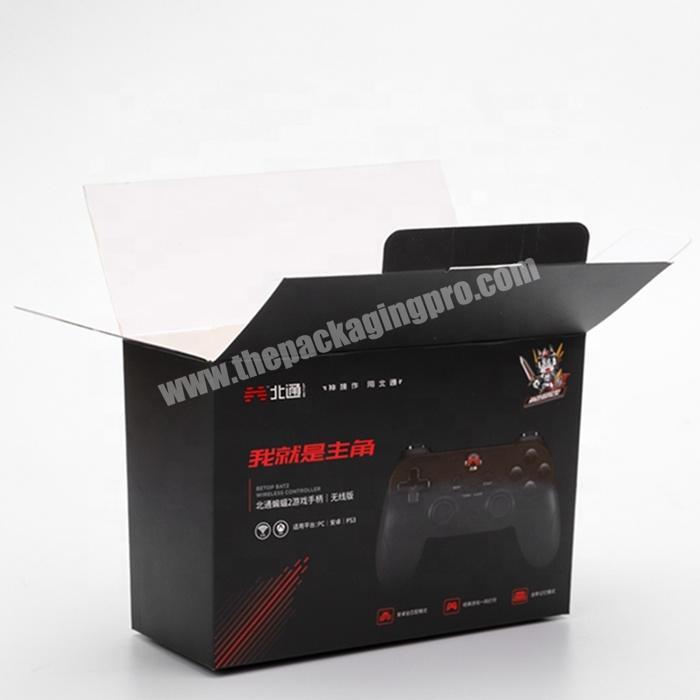 Luxury Packaging Boxes Custom Logo Black Electronic Packaging Boxes Sbs Paper Cardboard Package For Game Handle