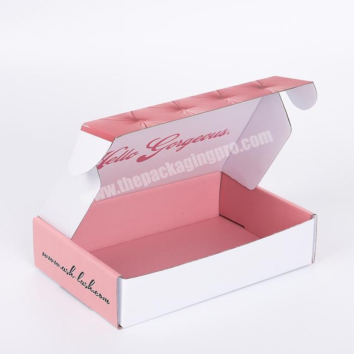 custom pink inside print recycle materials mailer carton box luxury facial serum cream skincare packaging door to door delivery