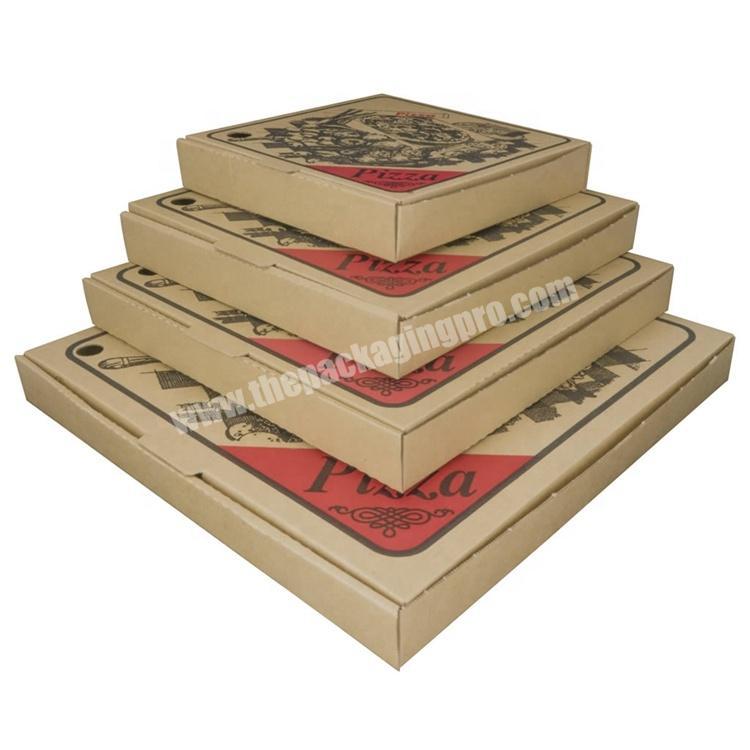 Biodegradable Custom Printed Logo Recycled Pizza Box Carton Brown Kraft Corrugated Pizza Packaging Box For Food