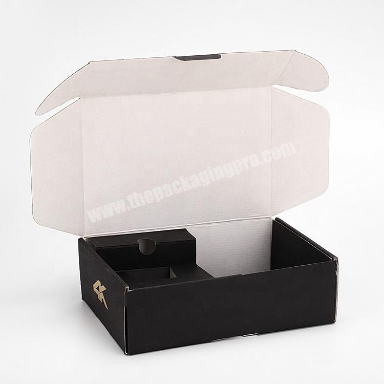 Wholesale Good Quality Mailer Box Custom Gold Foil Printing Logo Black Corrugated Shipping Boxes