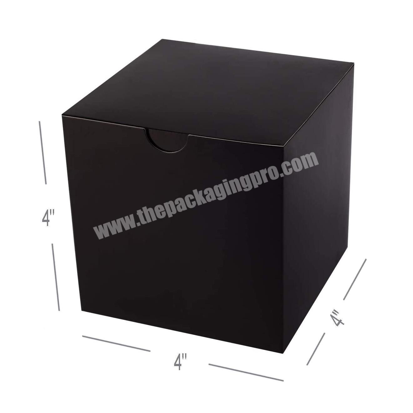 Custom Disposable Black Small Gift Box 4 x 4 x 4 inches Easy Assemble Bridesmaids Proposal Fold Paper Gift Box Packaging